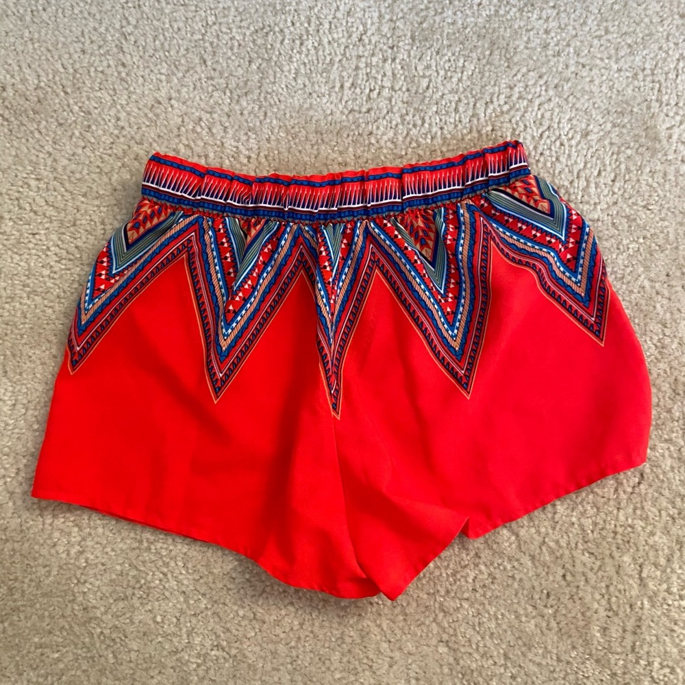 Womens Flowy Shorts Bold Red Coral Size Small